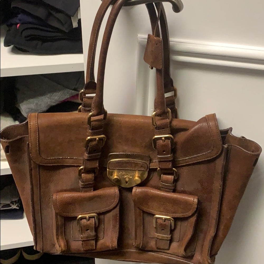Prada brown leather handbag